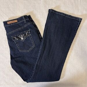 COS Denim Jeans Women’s Sz 10 Tall Embroidered Back pockets Bootcut Embellished